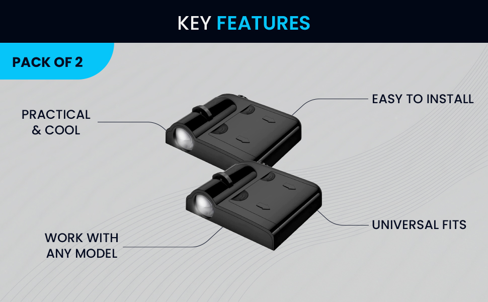 KINGSWAY BMW Shadow Light IR Projector Ghost Lamp, Ambient Light, 3D Welcome Design