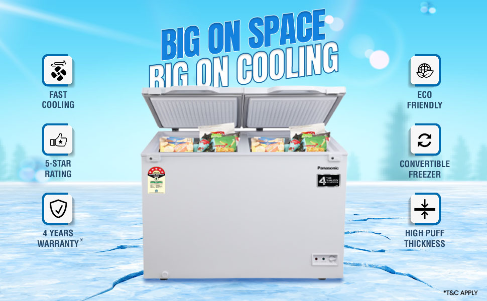 Panasonic 282 L HT Double Door Deep Freezer (SCRCH300D1C,White