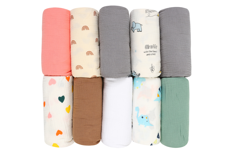 Muslin Sheets 2 Pack Set for Baby Boy and Girl, 100 Muslin Cotton Fitted