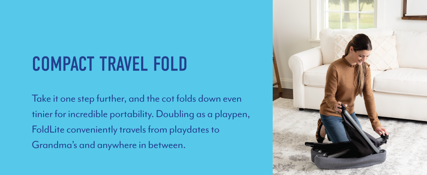 Graco FoldLite Unique Travel cot folds down super small, Birth to