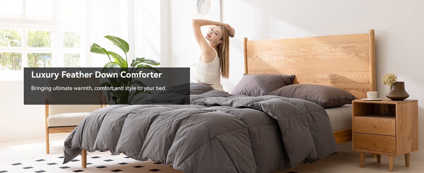 Goose Feather Down Comforter King Size for All Season Sleeping, Hotel Style Bedding, 750+ Fill Power, 100% Organic Co 903bc4f9 B33b 42aa B3c9 7bb1aeae1df6. CR0,0,1464,600 PT0 SX1464 V1