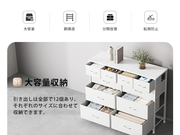 お値引き価格！送料込み　YeTom タンス　ホワイト　新品 Amazon｜YeTom タンス 収納 チェスト 洋服収納 おしゃれ 洋服