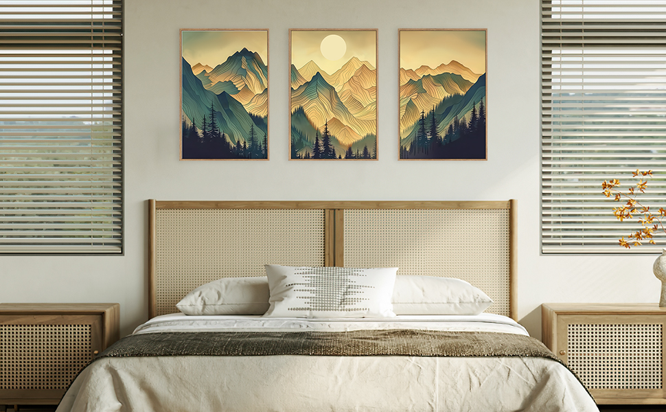 Amazon.com: Celestdeco Mountains Forests Framed Canvas Wall