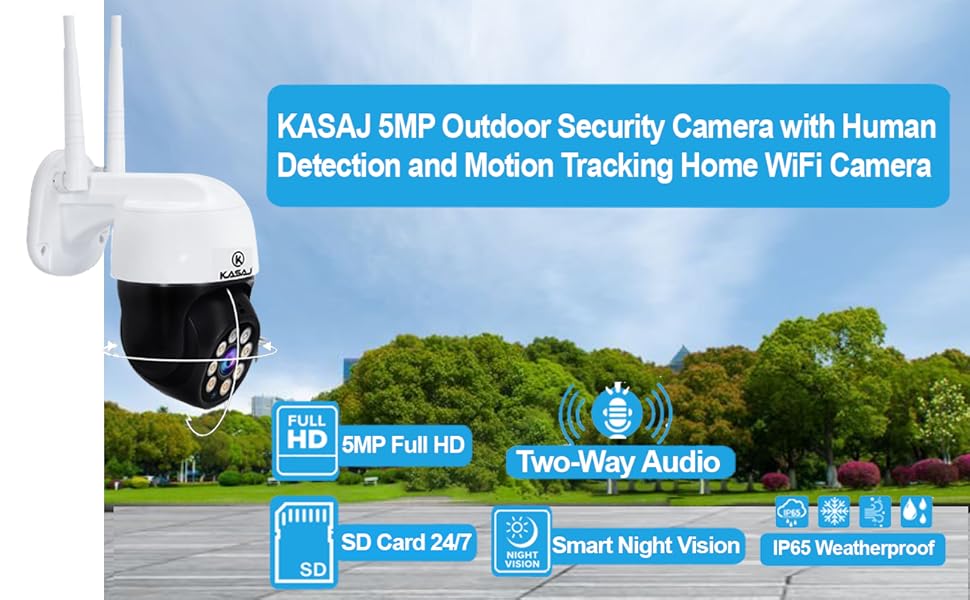 KASAJ 5MP Security Camera Outdoor Human Detection with Motion Tracking