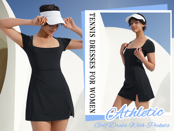 Amazon.com: Dokuritu Womens Tennis Dress Short Sleeve Square