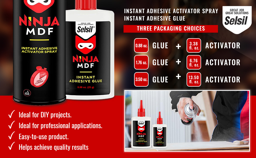 SELSIL Cyanoacrylate Ca Glue (4 x 3.50 oz) with Activator (4 x 13.50 fl