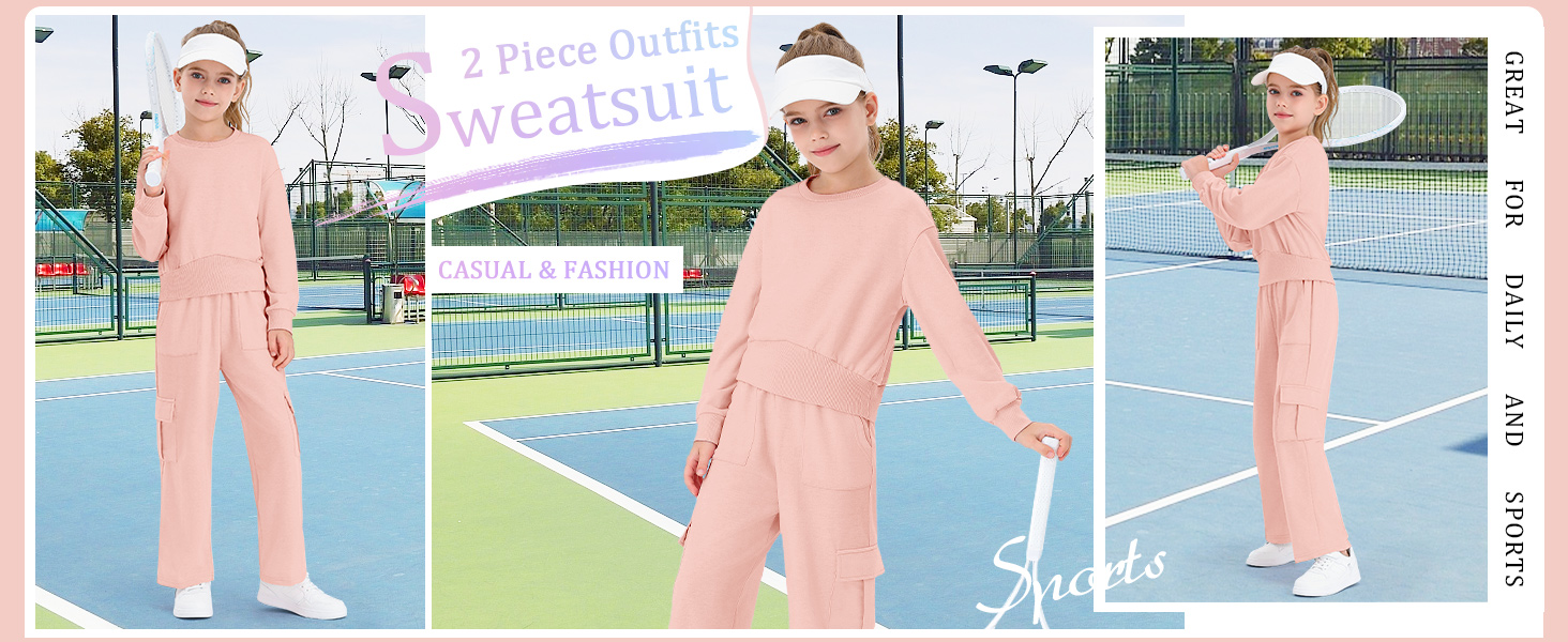 Tween 2 Piece Outfits 2024 Fall Long Sleeve Pullover Tops And Long Pants Lounge Sets Tracksuit
