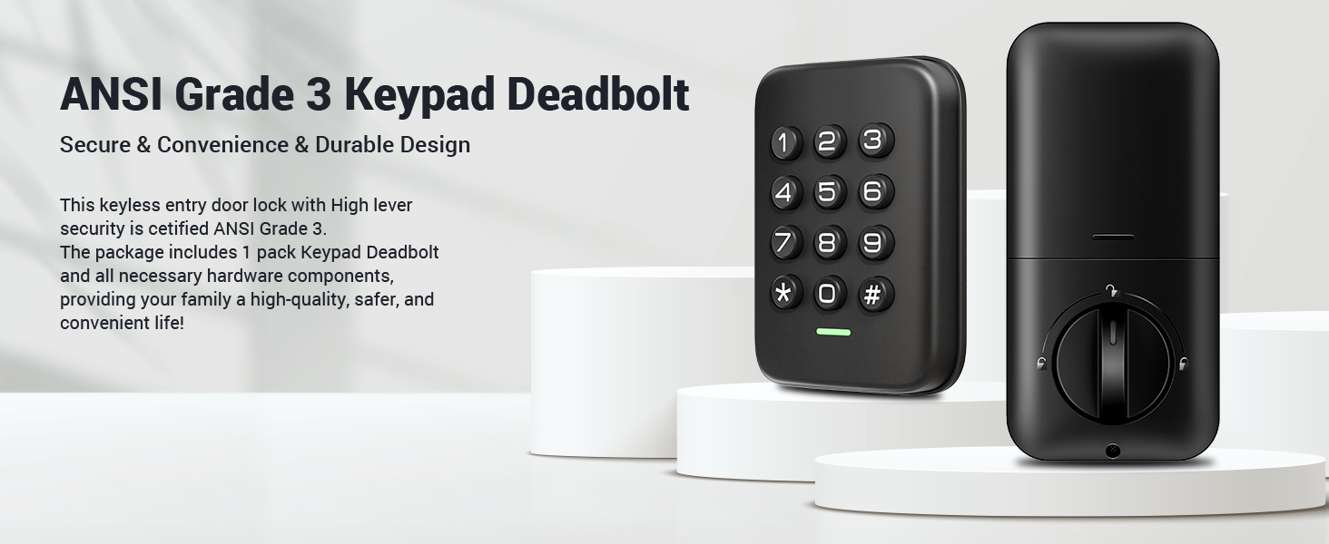 Veise Keyless Entry Door Lock, Electronic Keypad Deadbolt Lock, Auto