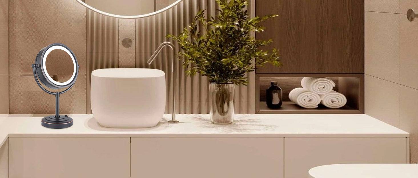 GURUN Wall Mounted Hardwired Makeup Mirror with 3 Dimmable