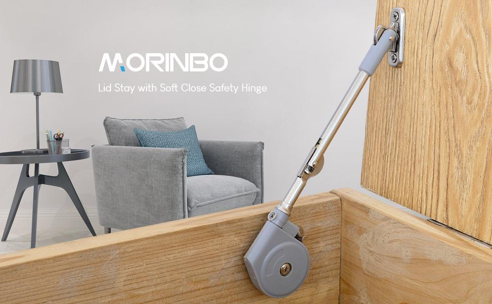Morinbo Toy Box Soft Close hinges, Lid Stay 105 Degree Open with Soft Close, Lid Support for Toy