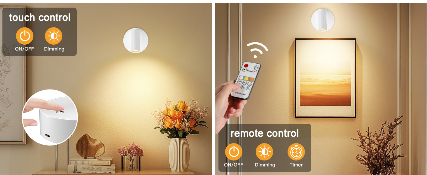 Wall spotlight is designed with touch and remote control