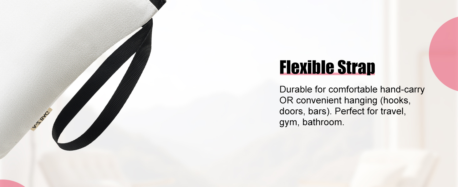 Text reads 'Flexible Strap'. Close-up product photo showing what appears to be a portion of a technical or mounting component.