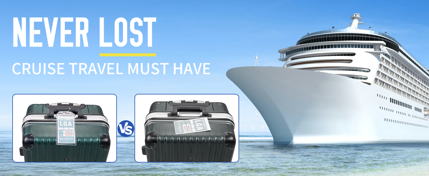 Aubeco 10 Pack Cruise Luggage Tag Holder, Zip Seal Luggage