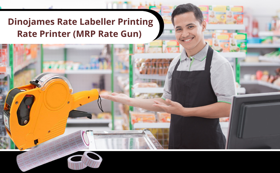 Dinojames Price Labeller Printing Rate Printer (MRP Rate Gun) Label Gun