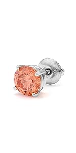0.40ct Lab Grown Orange Diamond Single Stud Earrings for Men in 14kt White Gold