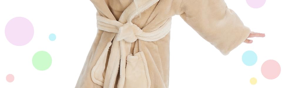 metzuyan.ltd girls boys unisex dressing gown animals hood plush fleece robe loungewear nightwear UK