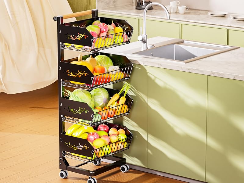 4-Tier Kitchen Snack Cart with Wheels