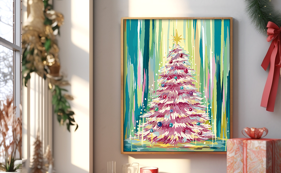 Slody Christmas Paint by Number for Adults Pink Christmas