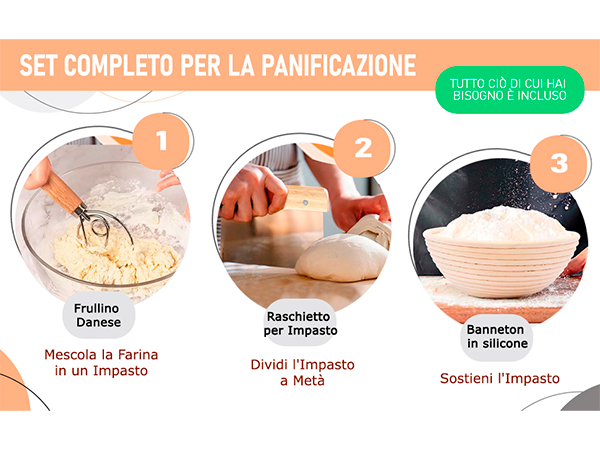 Kit Preparazione Pane PUKPU - 8 Pezzi Con Cestini Silicone