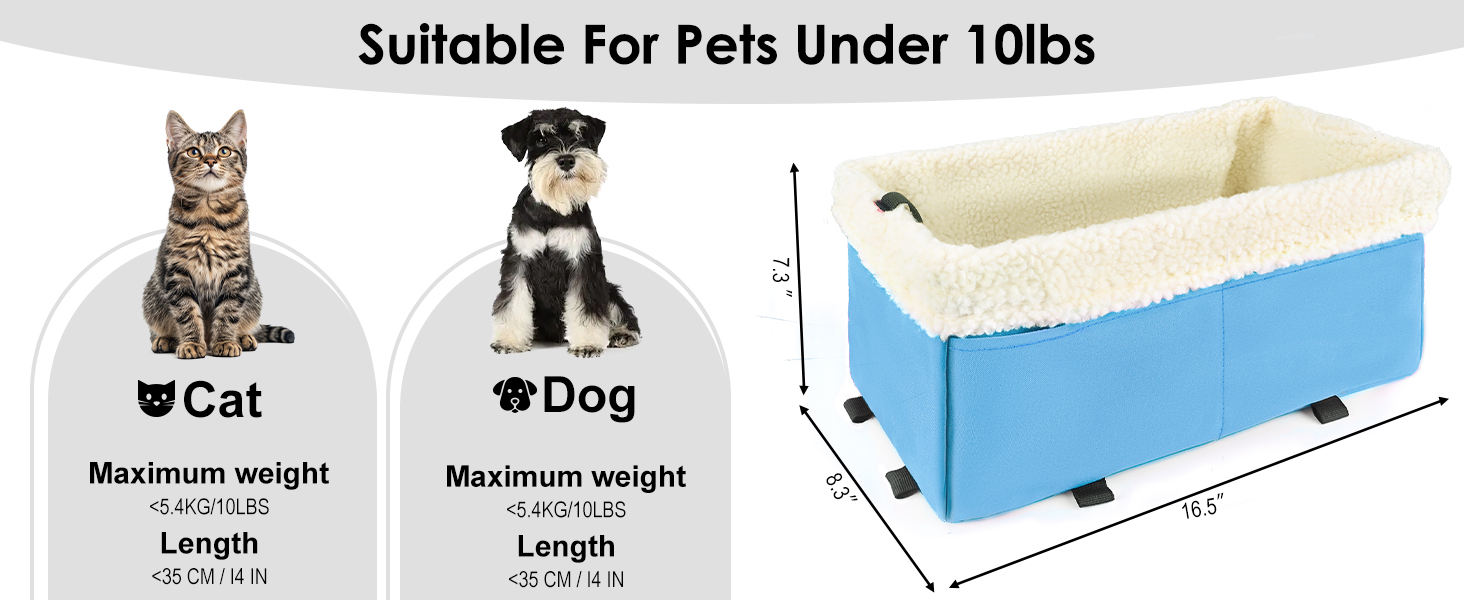 Dog Car Seat for Small Dogs, Center Console Dog Car Seat with Metal Frame &amp; Double Protection