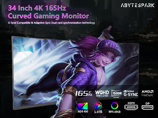 Amazon.com: abytespark 34 Inch Curved Ultra Wide WQHD 4K