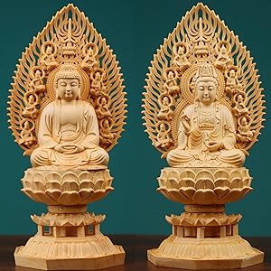 観音菩薩　木彫り　釈迦如来　仏像　置物 観音菩薩 木彫り 釈迦如来 仏像 置物