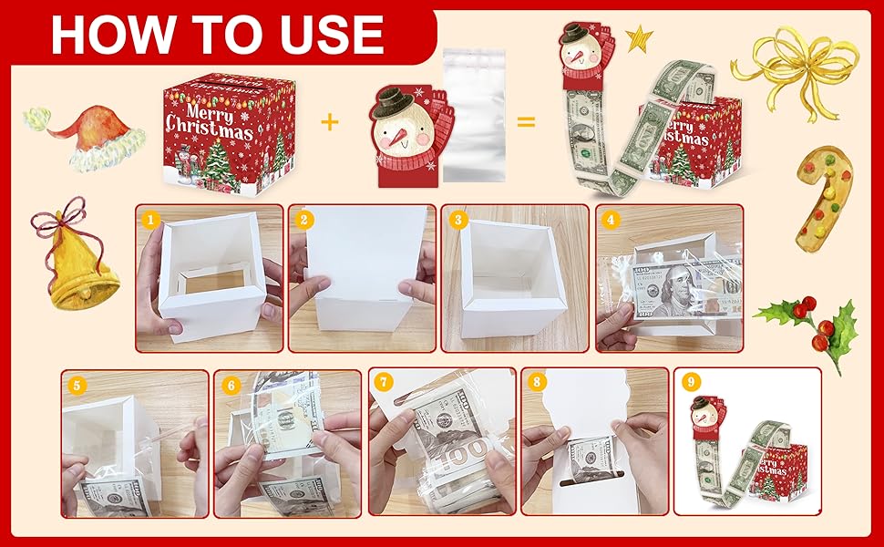 Christmas Money Pull Box, Christmas Money Pull Box for Kids Adults Christmas Party Gifts