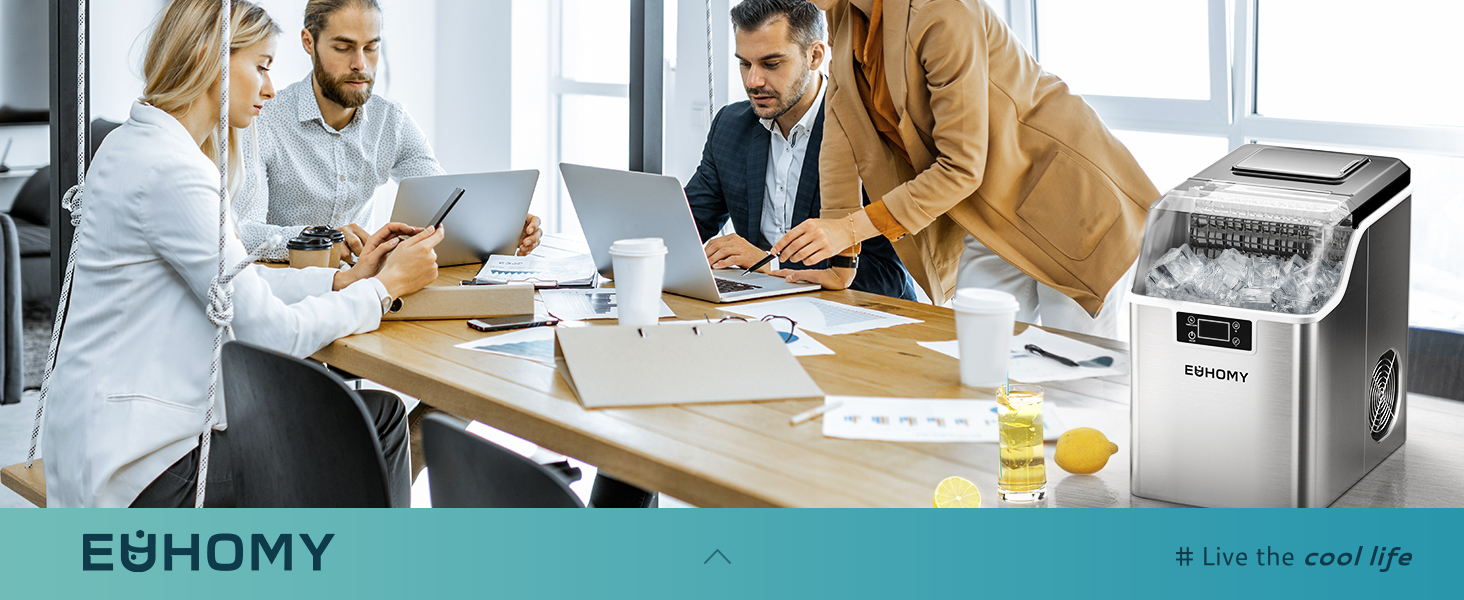 EUHOMY Ice Maker Machine Countertop Ice Cube Maker with SelfCleaning