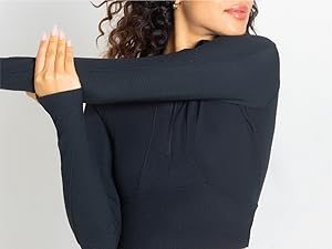 トップス black 90 Degree By Reflex Womens Half Zip Performance Pullover Long