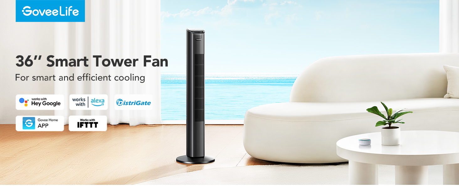 GoveeLife 36 inch Smart Tower Fan for Bedroom, Floor Fan