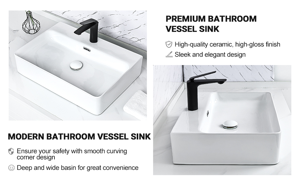 Tysun Vessel Sink Rectangular 24'' x 17'' Modern Bathroom Rectangle