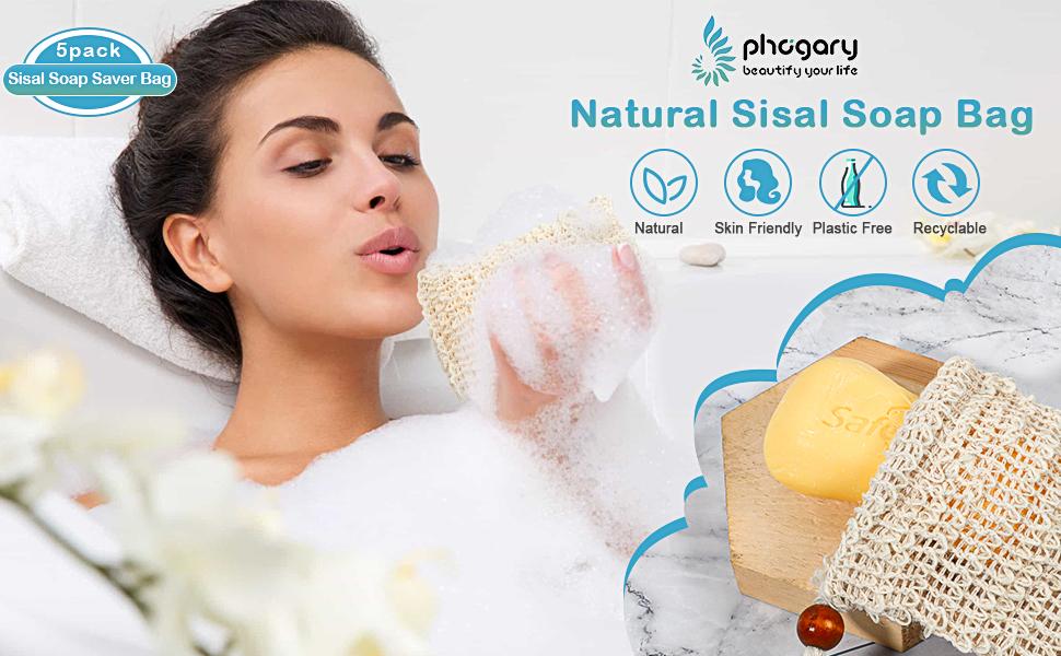 PHOGARY Sisal Soap Bag (5-Pack)