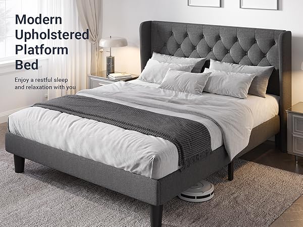 Amazon.com: Allewie Queen Size Bed Frame with Button Tufted