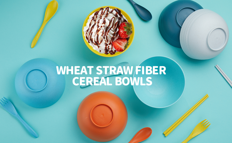 Gencywe Unbreakable Cereal Bowls Set of 6, 24 OZ Wheat Straw Bowls, Microwave