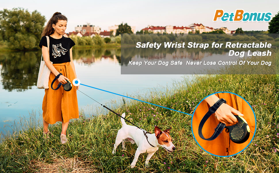 PetBonus Short Dog Leash, Safety Wrist Strap for