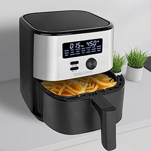 Air fryer, half black half silver