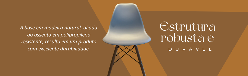 Cadeira Design Charles Assento Ergonômico Base de Madeira