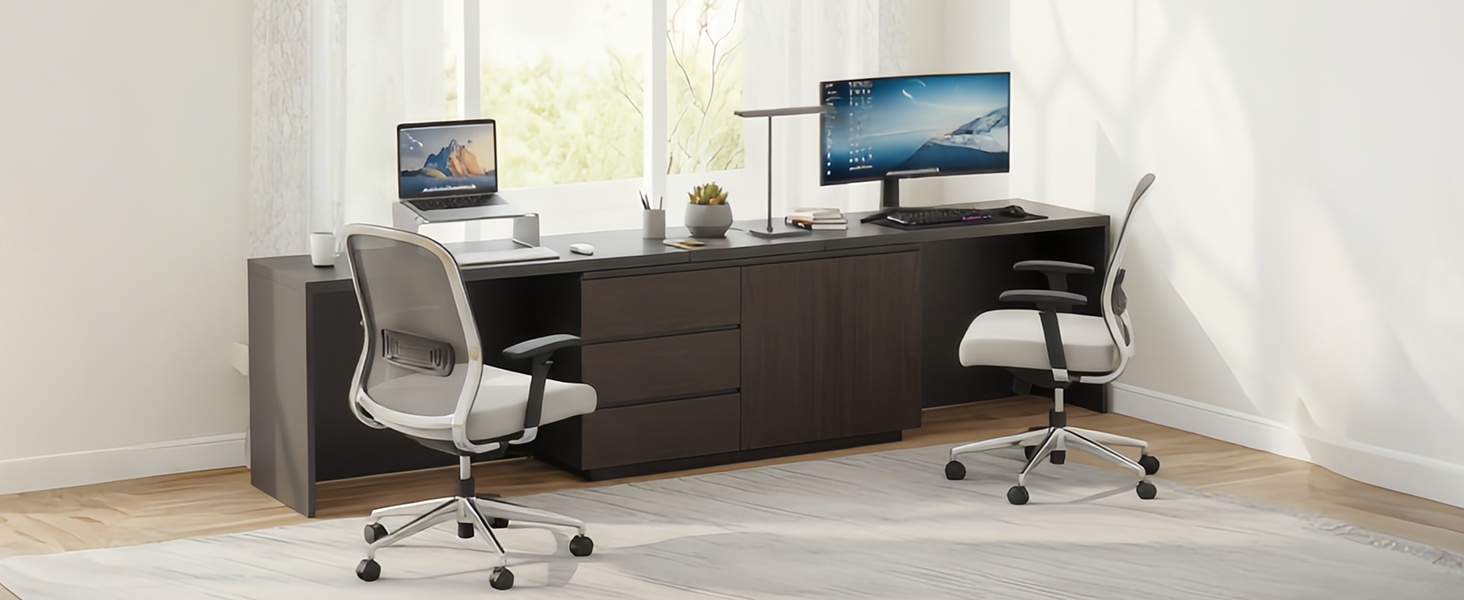 A spacious dual-seat desk