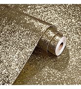STICKEEP Brown Glitter Contact Paper Peel and Stick Wallpaper Gold Self Adhesive Textured Glitter...