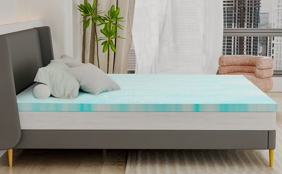 BedsPick 3 Inch Memory Foam Mattress Topper Queen Size Gel