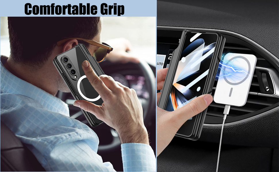 TOPSEM for Samsung Z Fold 4 Clear Case with Hinge