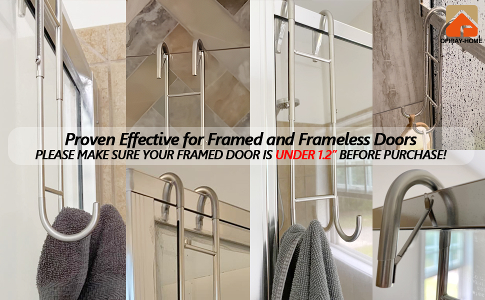 Shower Door Towel Hooks 9"13" Length Adjustable Hook for Framed