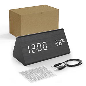wooden digital alarm clock desk clock