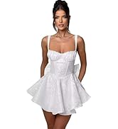 TORYEMY Satin Short Homecoming Dresses with Bow A Line Spaghetti Straps Jacquard Cocktail Party D...
