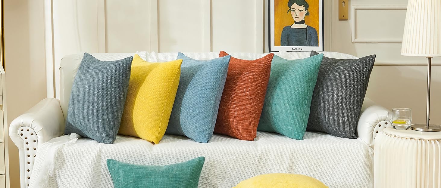 Set of 2 Throw Pillow Covers 16x16, Chenille Throw Pillows