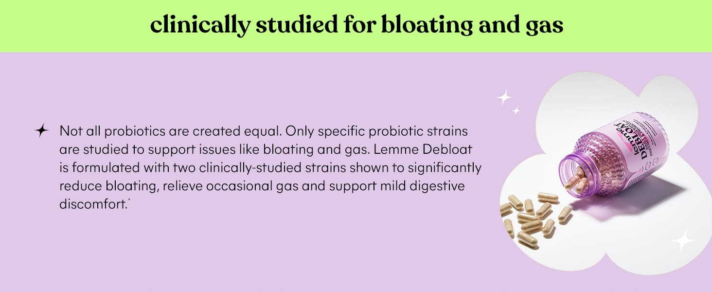 clinically studied for bloating and gas