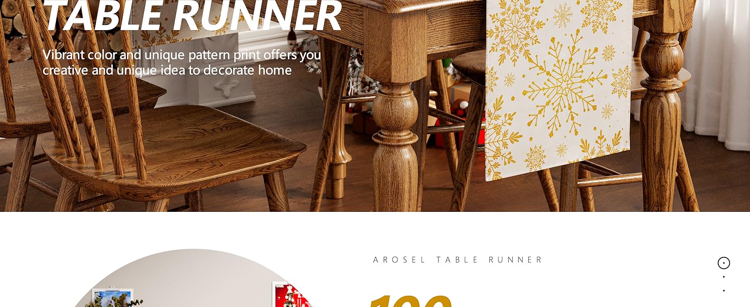 Arosel Seasonal Winter Table Runner Snowflakes New Year