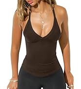 OQQ Women Sleeveless Tops Fitting V Neck Stretch Clothes Basic Cami Shirts 2025 Trendy