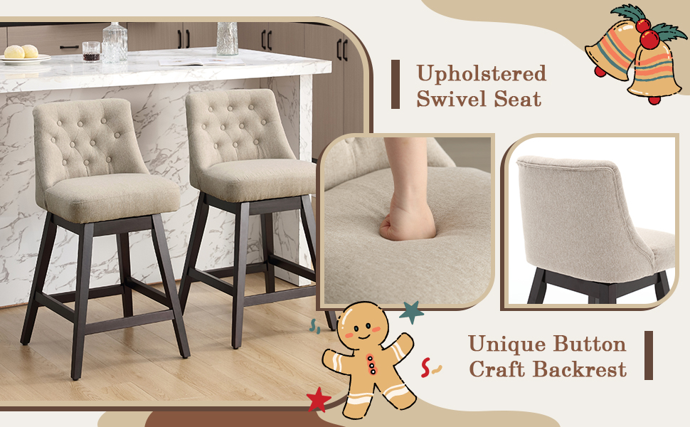 Dorlicecass Counter Height Bar Stools Swivel Bar Stools Set of 2 360 Free Swivel