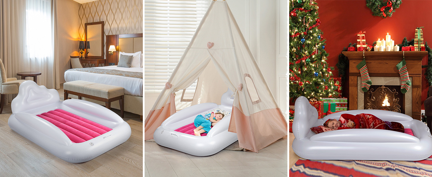 USHMA Inflatable Toddler Travel Bed, DoubleSided Kids Air